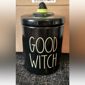 Rae Dunn Canister “GOOD WITCH” Black Hat Lid Halloween Good Witch Canister HTF